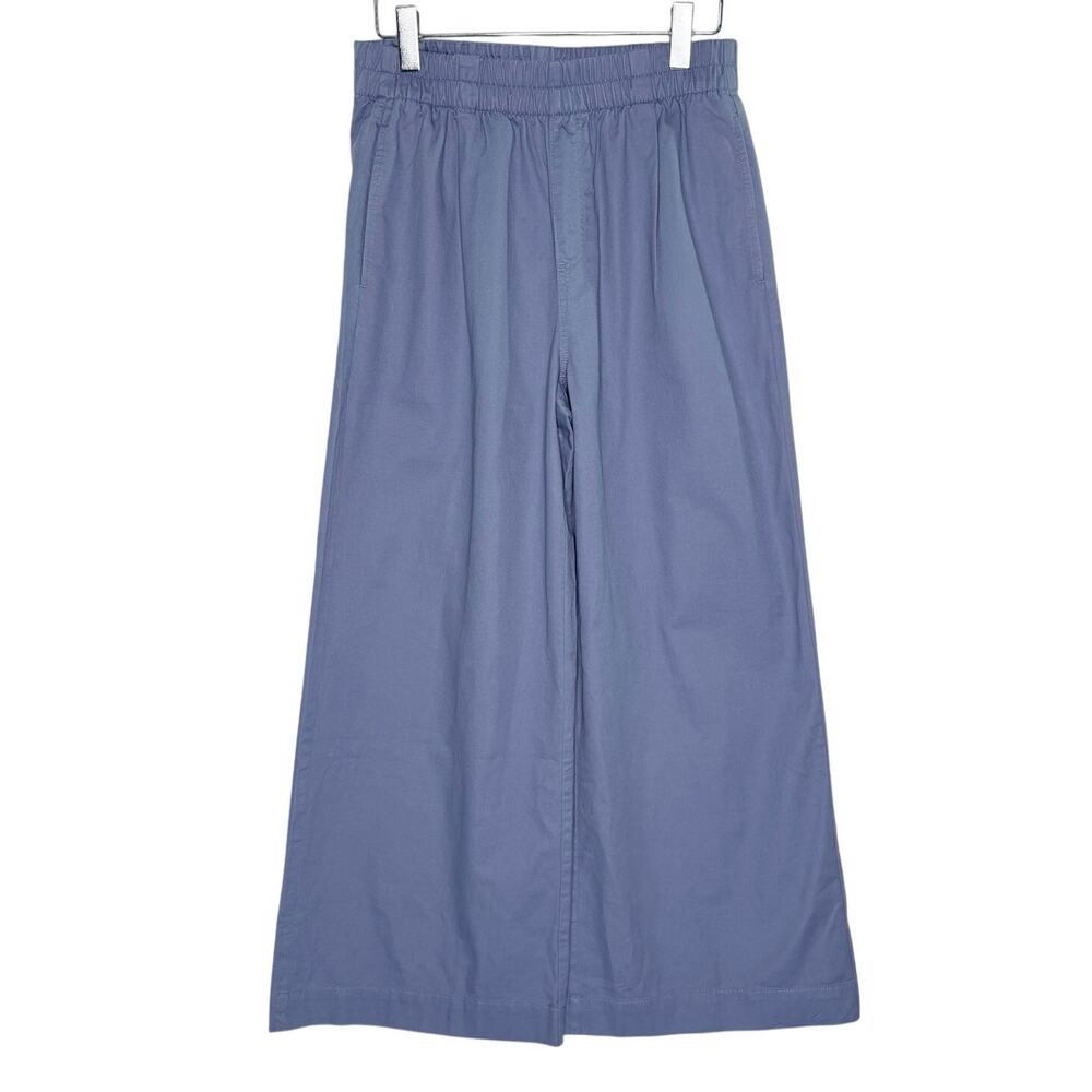 Loft Pleated Pull On Wide Leg Pants Twill M NEW Vintage Blue 100% Cotton